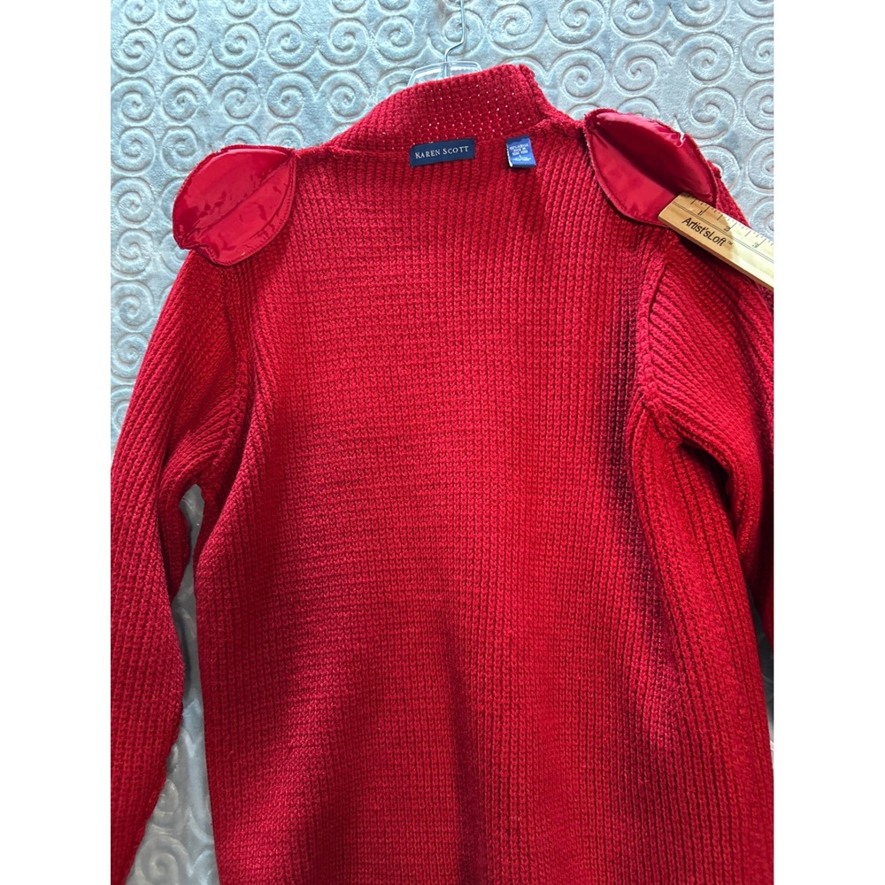 Karen Scott Red Mock Neck Knit Sweater Textured Long Sleeve Women's Size L - Picture 11 of 11